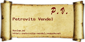 Petrovits Vendel névjegykártya